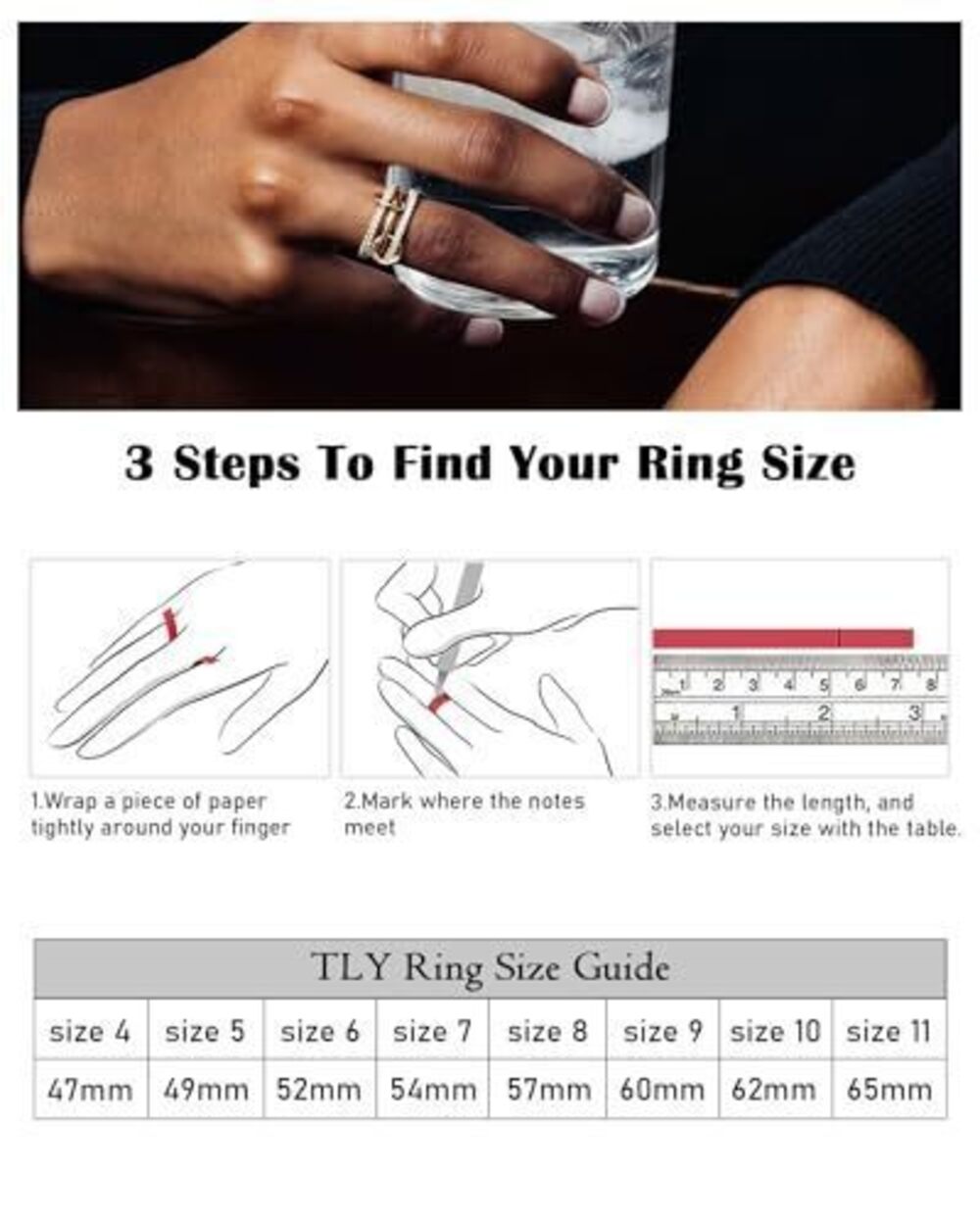 9829 Stackable Gold Rings 18K Gold Plated Interlocking Ring Stack Set Gold - Picture 6 of 6